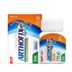 A bottle of Arthofix Tablet, a herbal pain relief expert containing 60 tablets with 3 in 1 action along with its packaging.